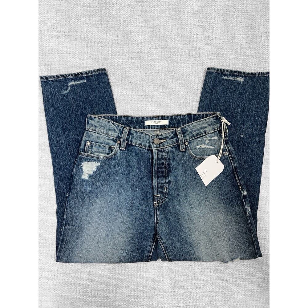 Fidelity Jeans Women 26 Blue Crop Ripped Hidden Button Fly‎ Jimi Style Denim